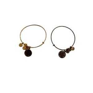2 Alex + Ani Bracelets "To the Moon and Back"/"Friend" Gold/Bronze